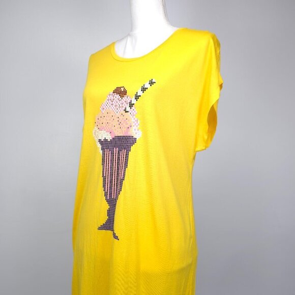 M MISSONI Yellow Summery Loose Fit Oversized Shirt with Ice Cream Design - Picture 7 of 12